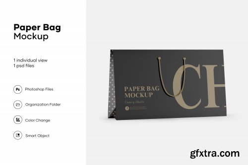 Matte paper shopping bag with rope mockup