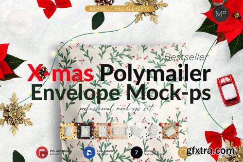 CreativeMarket - X-mas Polymailer Mailer Mock-ups 5700687