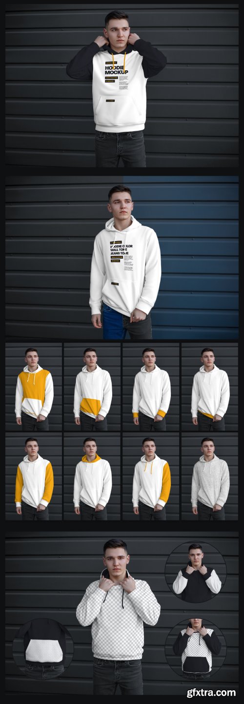  3 Men's Hoodie Mockups 399606918