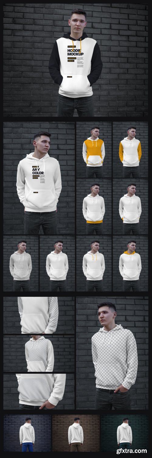 4 Man Wearing a Hoodie Mockups 399606931