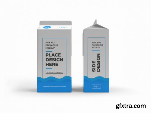 Milk box and drink packaging mockup