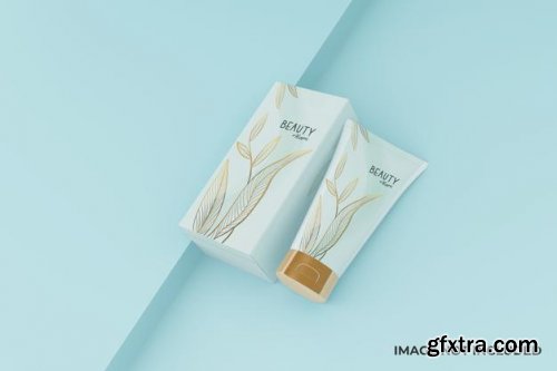 Cosmetic tube and box mockup