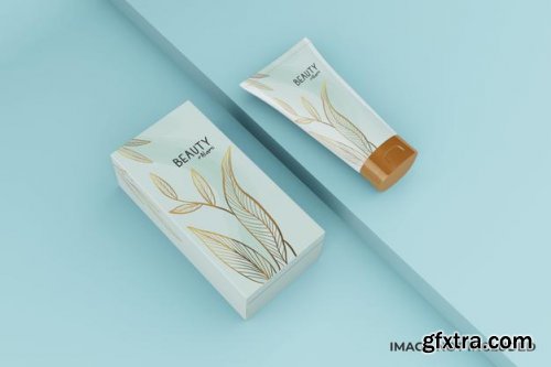 Cosmetic tube and box mockup