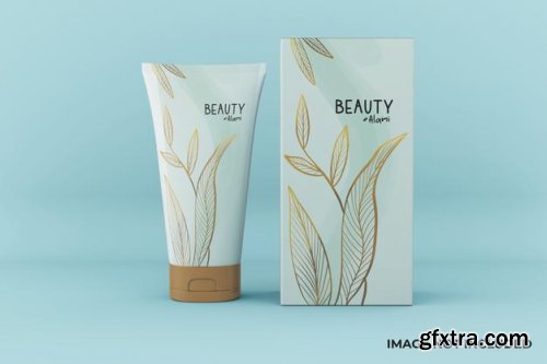 Cosmetic tube and box mockup