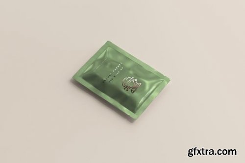 Aluminum foil sachet packet mockup