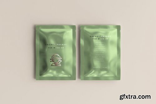 Aluminum foil sachet packet mockup