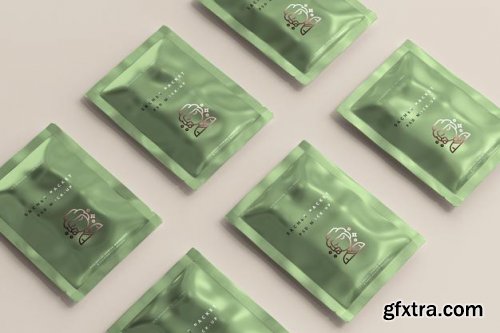 Aluminum foil sachet packet mockup