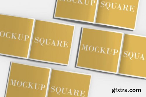 Square bi-fold brochure mockup