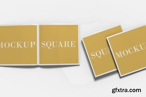 Square bi-fold brochure mockup