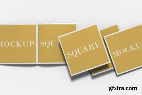 Square bi-fold brochure mockup