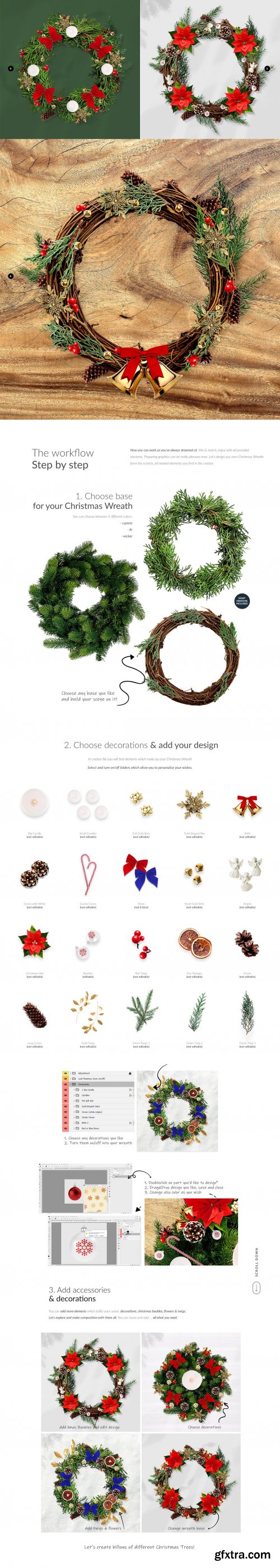 CreativeMarket - 3x Christmass Wreath Creator Mock-up 5708215