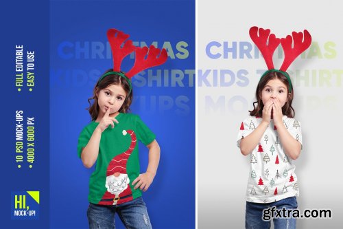 CreativeMarket - Christmas Kids Girl T-Shirt Mockups 5691730