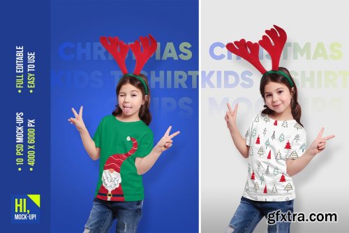 CreativeMarket - Christmas Kids Girl T-Shirt Mockups 5691730