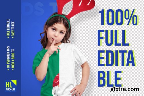 CreativeMarket - Christmas Kids Girl T-Shirt Mockups 5691730