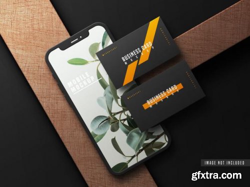 Business card with mobile phone mockup