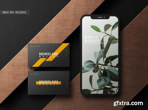 Business card with mobile phone mockup