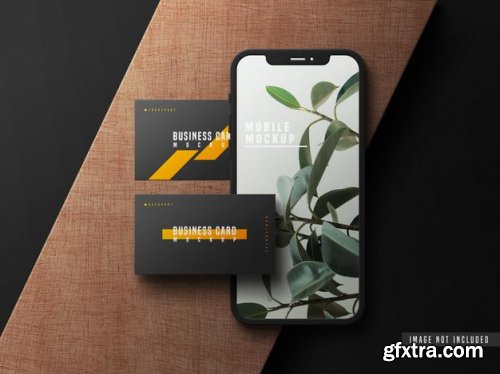 Business card with mobile phone mockup