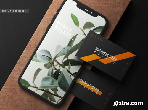 Business card with mobile phone mockup