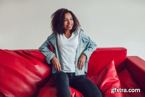 Young woman t-shirt mockup