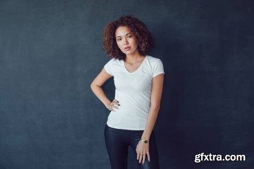 Young woman t-shirt mockup