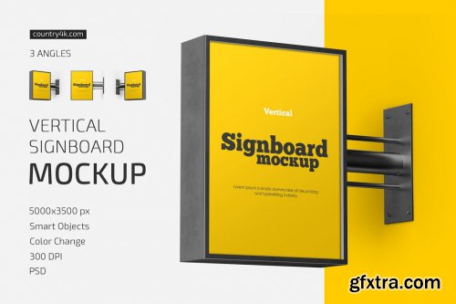 CreativeMarket - Vertical Signboard Mockup Set 5714886