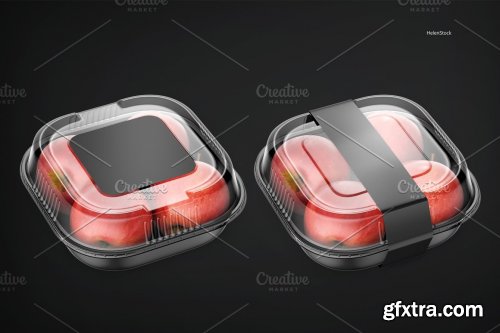 CreativeMarket - Plastic Container with Apples Mockup 5395363