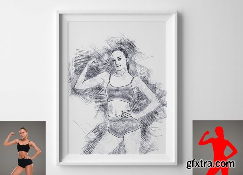 CreativeMarket - Line Art Sketch Photoshop Action 5709720