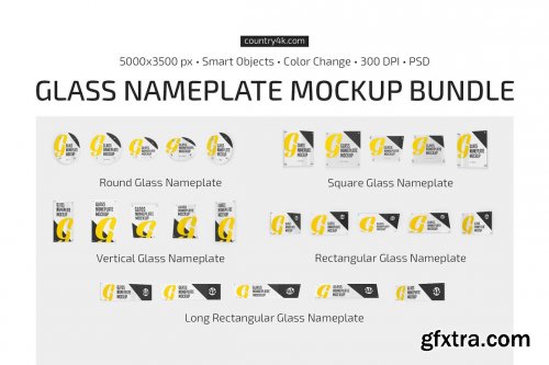 CreativeMarket - Glass Nameplate Mockup Bundle 5722480