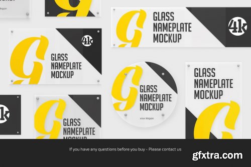 CreativeMarket - Glass Nameplate Mockup Bundle 5722480