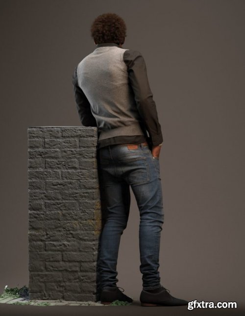 Casual Man Leaning Scanned 3d model