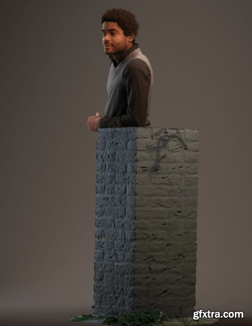 Casual Man Leaning Scanned 3d model
