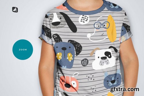 CreativeMarket - Kid's Half Sleeve Tshirt Mockup 5242214