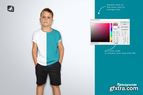 CreativeMarket - Kid's Half Sleeve Tshirt Mockup 5242214