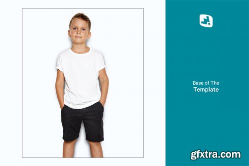 CreativeMarket - Kid's Half Sleeve Tshirt Mockup 5242214