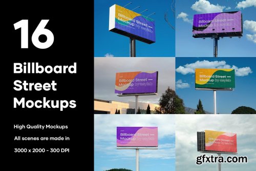 CreativeMarket - 16 Billboard Street Mockups - PSD 5700025