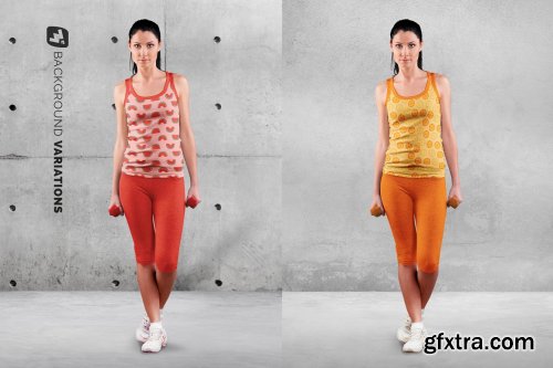 CreativeMarket - Female Sleeveless Gym Outfit Mockup 5227476