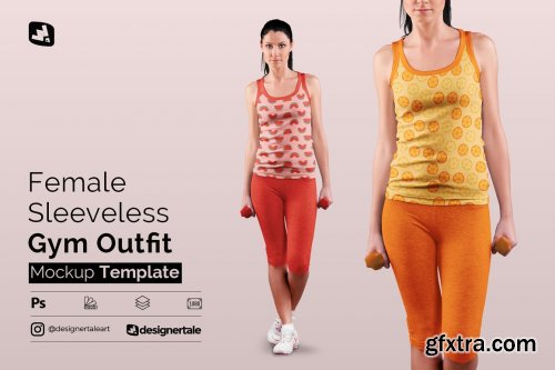 CreativeMarket - Female Sleeveless Gym Outfit Mockup 5227476