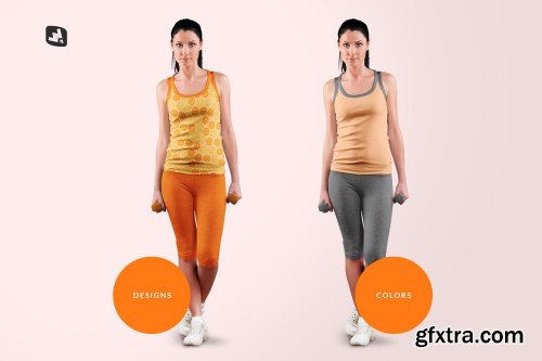 CreativeMarket - Female Sleeveless Gym Outfit Mockup 5227476