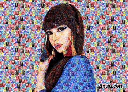 CreativeMarket - Photo Mosaic Portrait PS Action 5577465