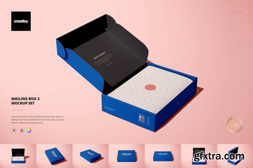 CreativeMarket - Mailing Box 3 Mockup Set 1601398