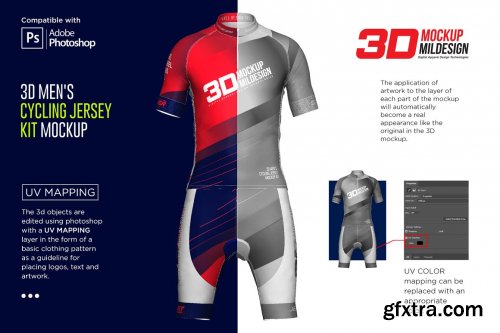 CreativeMarket - 3D Men's Cyling Jersey Kit Mockup 5557266