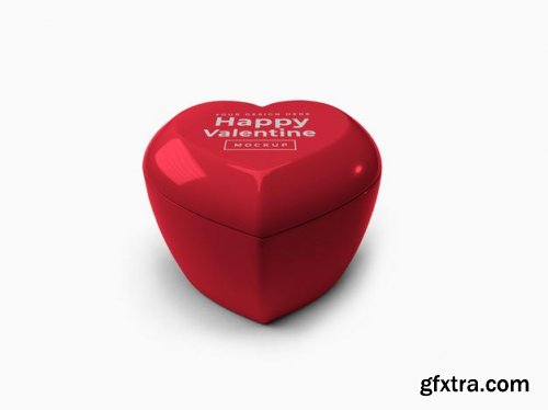 Valentine love heart container with lid mockup