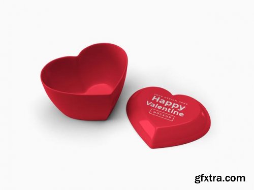 Valentine love heart container with lid mockup