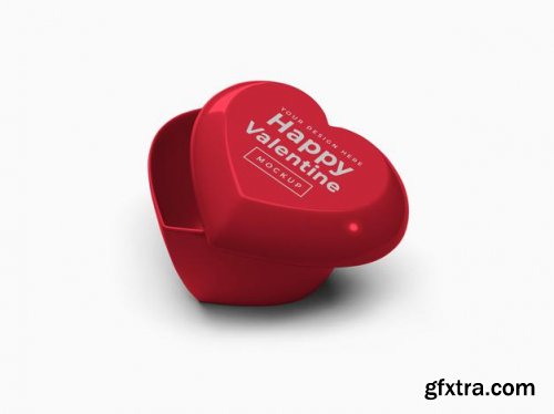 Valentine love heart container with lid mockup