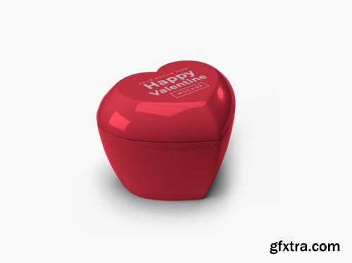 Valentine love heart container with lid mockup