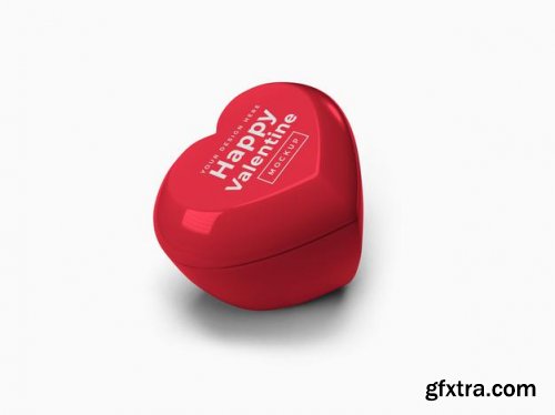 Valentine love heart container with lid mockup