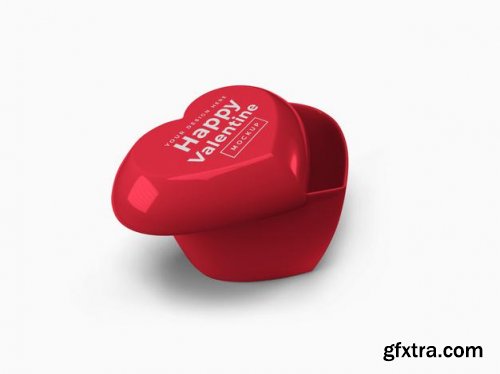 Valentine love heart container with lid mockup