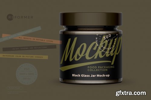 CreativeMarket - Black Glass Jar Mock-up 5506280