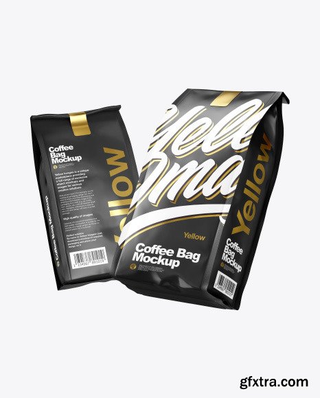 Two Matte Coffee Bag Packaging Mockup 72965