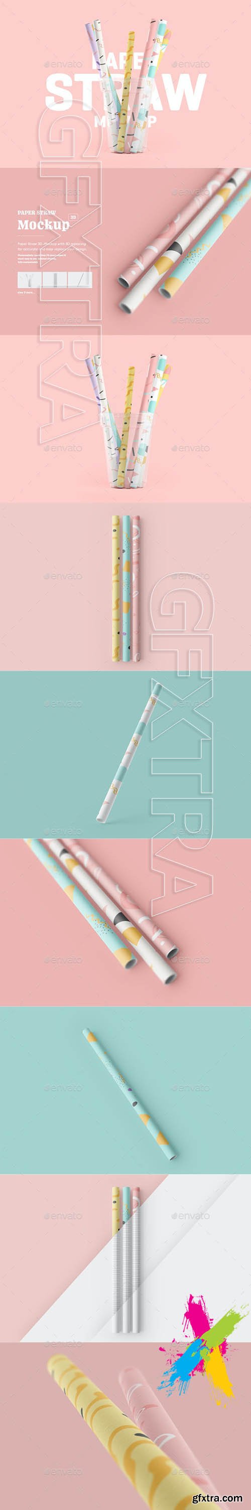 GraphicRiver - Paper Straw 3D Mockup 28589113